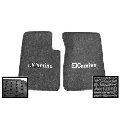 64-67 El Camino Embroidered Carpeted Color Floor Mats Set Of 2  Each is Produced Using the Same OEM Quality Carpet