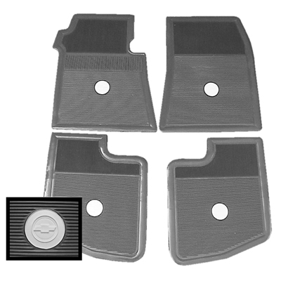 64 Chevelle Bow Tie Rubber Floor Mats Original Style Set Of 4 Black