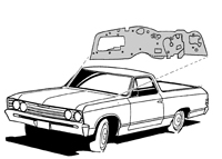 64-67 Chevelle / El Camino Firewall Insulation Pad Fits Under Dash Along The Firewall Includes Clips