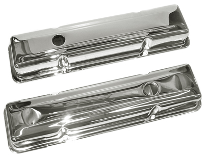 64-72 Chevelle / El Camino Small Block, Chrome Valve Covers, Short With Baffle