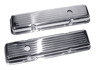 64-86 Chevelle / El Camino Small Block Polished Aluminum Valve Covers Ball Milled / Short