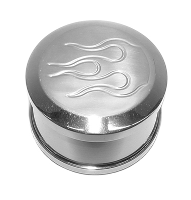 64-72 Chevelle / El Camino Flames Valve Push In Breather Cap Polished Aluminum