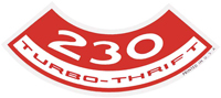 6 Cylinder Air Cleaner Decal, 230 Turbo-Thrift