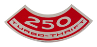 6 Cylinder Air Cleaner Decal, 250 Turbo-Thrift