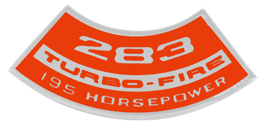 Small Block Air Cleaner Decal, 283 Turbo-Fire 195 HP