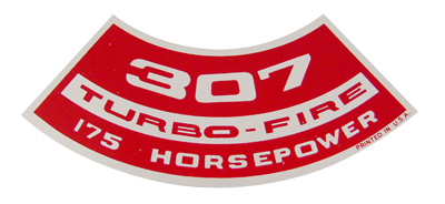 Small Block Air Cleaner Decal, 307 Turbo-Fire 175 Hp