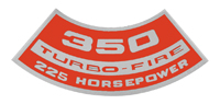 Small Block Air Cleaner Decal, 350 Turbo-Fire 225 Hp
