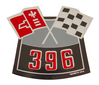 Big Block Air Cleaner Decal, Cross Flags 396