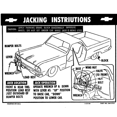64-66 El Camino Jacking Instructions