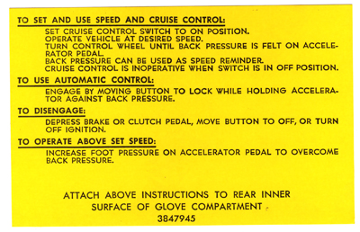 64-66 Cruise Control Decal
