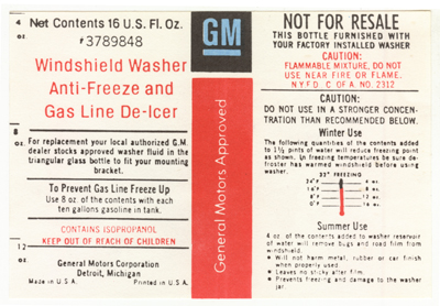 Windshield Washer Label