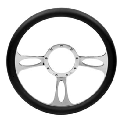 64-87 Chevelle / El Camino Billet Aluminum Steering Wheel, Shadow Style, Black Leather