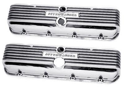 65-72 Chevelle / El Camino Big Block Valve Covers, Offenhauser Finned Aluminum, Polished