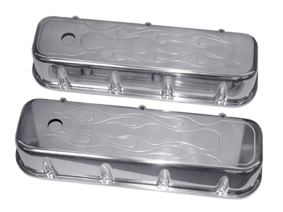 65-72 Chevelle / El Camino Big Block Polished Aluminum Valve Covers, With Flames