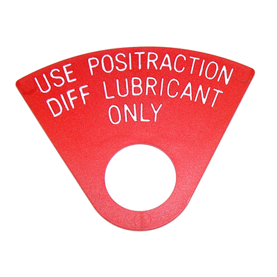 66-72 Chevelle / El Camino Positraction Lubricant Tag Red Plastic With White Letters