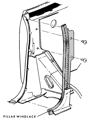 68-69 Chevelle Coupe Door Jamb Windlace Black