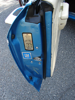 69 Chevelle SS Tire Pressure Decal