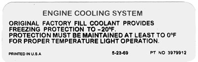 Cooling System Label