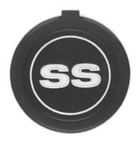 71-81 Chevelle / El Camino Horn Cap Emblem Insert, Silver / Black SS Fits 4 Spoke Sport Wheel