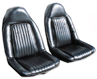 73 Chevelle / El Camino 73  Swivel Buckets Black Madrid Grain Elk Grain Inserts, Vinyl Covered Buttons Included Bench Se