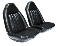 74-76 Chevelle / El Camino  Front Swivel Buckets  Black Madrid Grain Elk Grain Inserts, Vinyl Covered Buttons Included B