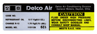 77-78 Air Conditioning Compressor Label (Code 129)
