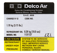 79 Air Conditioning Compressor Label (Code 127)