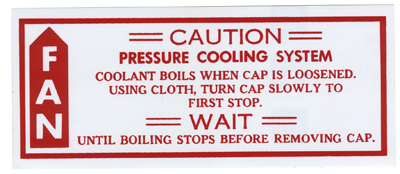 79-80 Caution Fan Decal, White/Red