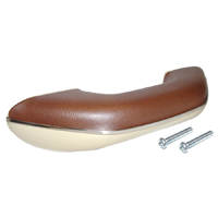 55-59 Arm Rest Brown Vinyl  Pad w/ Beige Base