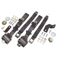 60-66 Seat Belt Set, 3 Pt. Bench Retractable, Black