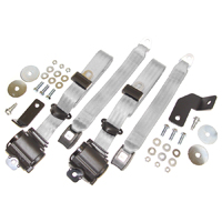 60-66 Seat Belt Set, 3 Pt. Bench Retractable, Light Gray