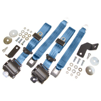 60-66 Seat Belt Set, 3 Pt. Bench Retractable, Medium Blue