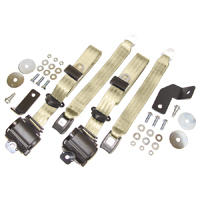 60-66 Seat Belt Set, 3 Pt. Bench Retractable, Tan