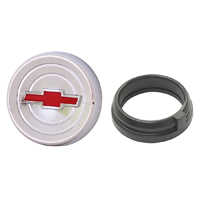 60-66 Chevrolet Horn Cap, Chrome w/ Red Bow Tie, Standard, w/ Grommet