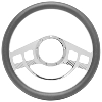 60-72 Steering Wheel, Billet Aluminum, Cruiser Style, Gray