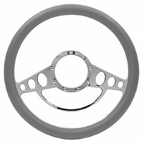 60-72 Steering Wheel, Billet Aluminum, Retro Style, Gray