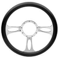 60-72 Steering Wheel, Billet Aluminum, Shadow Style, Black