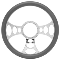 60-72 Steering Wheel, Billet Aluminum, Bandit Style, Gray