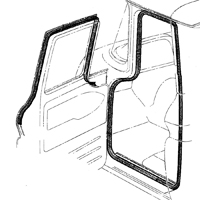 60-61 Door to Cab Weatherstrip Set, 2  Door to Cab Seals and 2 Upper Door Seals, 4 Pcs.