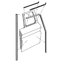 60-63 Door Window Felt Kit, w/ Metal Frames Around Glass