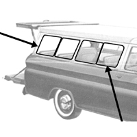 60-66 Suburban Rear Quarter Window Weatherstrip Kit, For Sliding Window