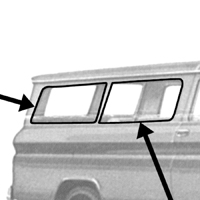 60-66 Suburban Rear 1/4 Window Replacement Rubber Type, For Stationary Windows