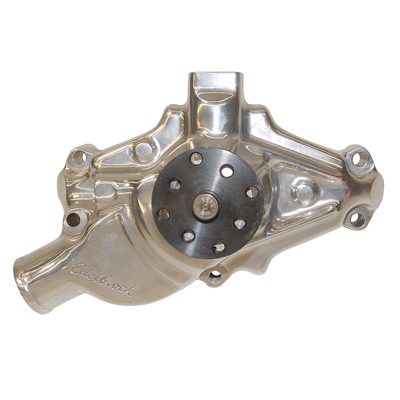 55-68 Chevrolet Small Block Car, Short Polished Finish Edelbrock Aluminum Water Pump