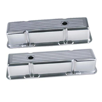 Polished Aluminum Valve Covers, Small Block V8, Ball Milled, Tall