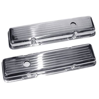 67-81 Camaro Valve Covers Small Block Ball Milled Short Polished Aluminum