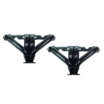 55 & Up Chevrolet Car Small Block Hugger Headers, Black w/Hardware, Pair