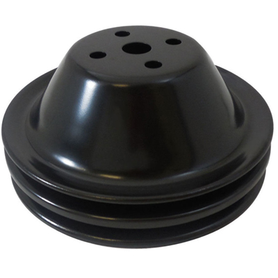 Chevrolet Small Block Car w/Short Pump, 2-Groove Black Water Pump Pulley