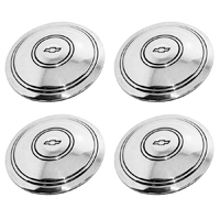 Rally Wheel Hub Cap Set, Flat w/ Bowtie, Stainless Steel