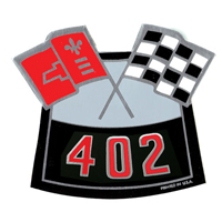 Big Block Air Cleaner Decal, 402 Cross Flags