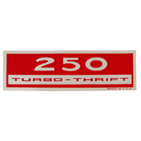 250 Turbo-Thrift Valve Cover Decal, Silver/Red